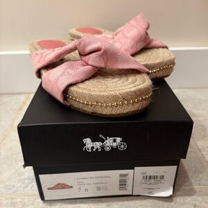 Coach Charli Espadrille Sandals 
Slip On Slides C Logo Criss Cross New in Box 7B